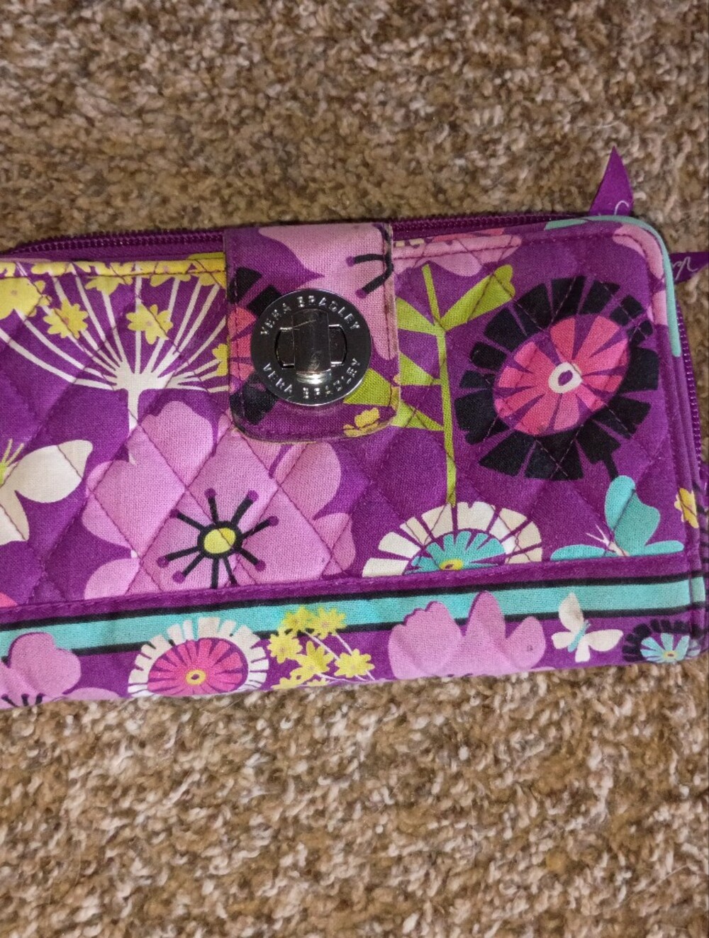 Vera Bradley Purple Floral Quilted Zip-Around Wallet